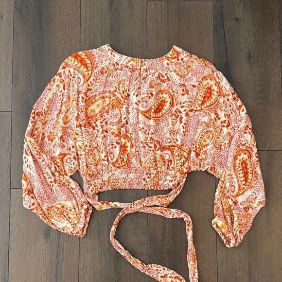 Cynthia Rowley Orange and Pink Paisley Blouse - Picture 3 of 3